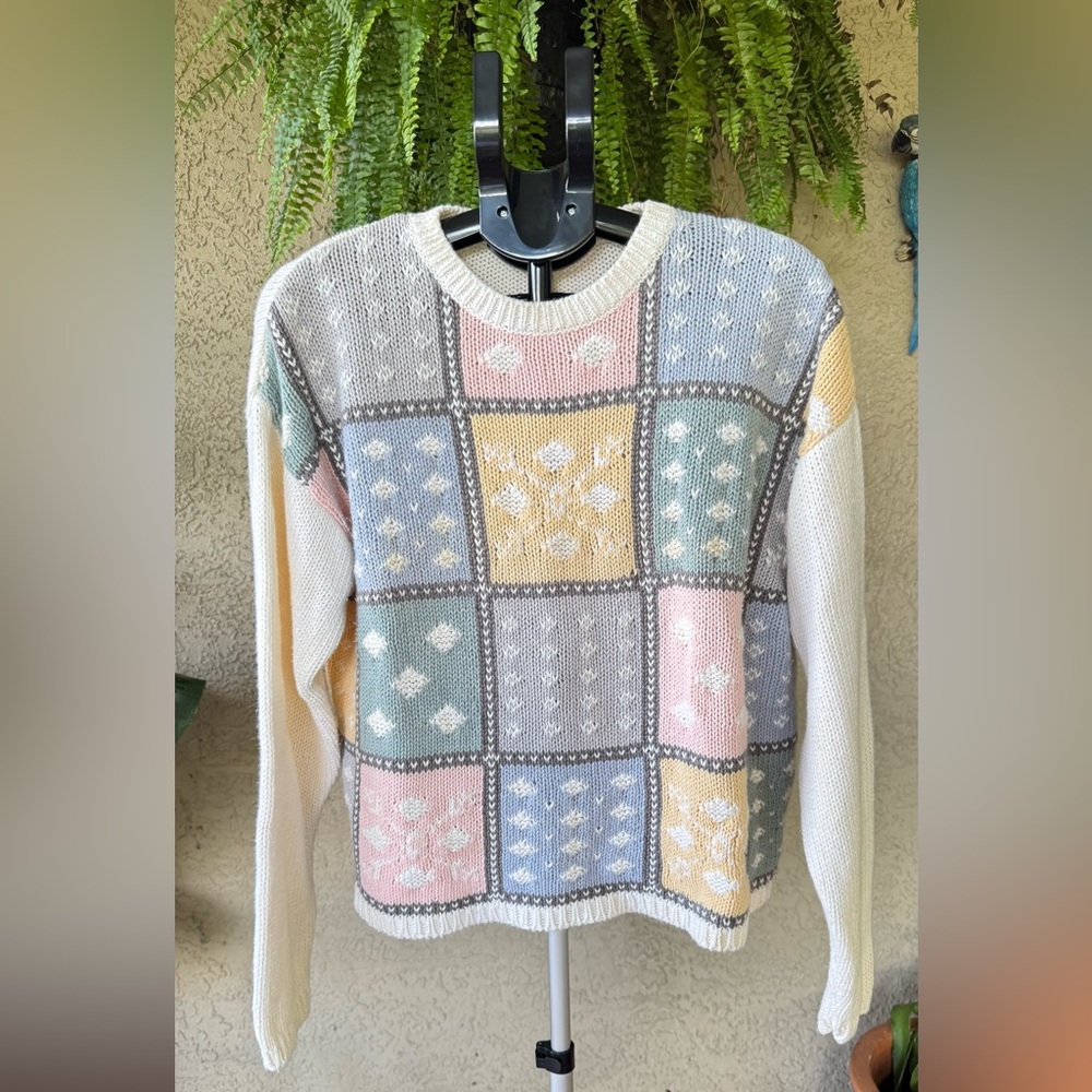 Liz Claiborne vintage Pastel Patchwork Sweater